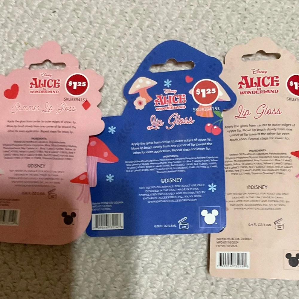 Alice in Wonderland 3 set of lipglosses